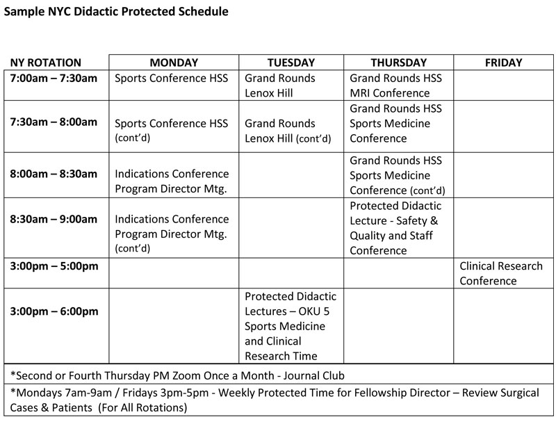Sample NY Didactic Schedule
