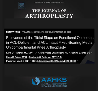 Medial UKA Study Published by The Journal of Arthroplasty