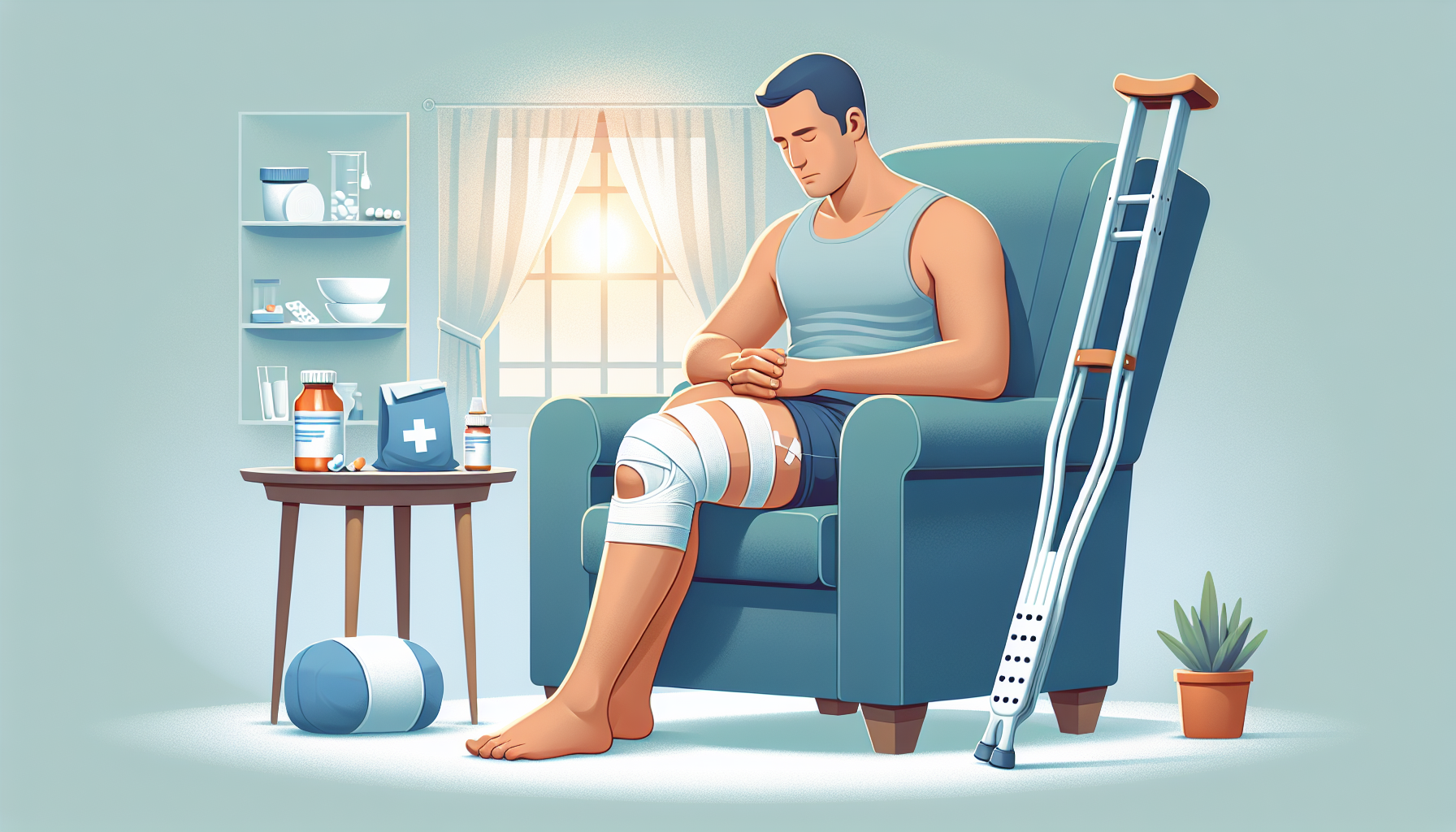 Illustration of postoperative care and pain management