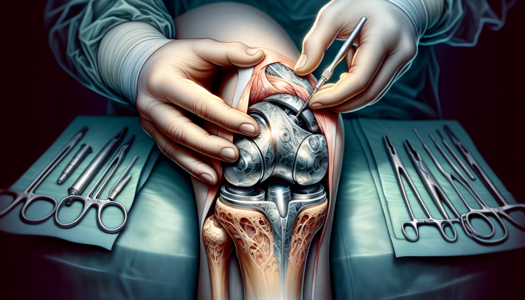 Illustration of knee replacement surgery